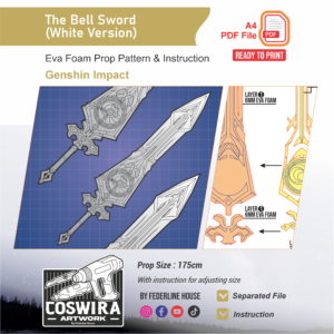 The Bell Claymore (White Version) Prop Pattern – Template EVA Foam untuk Cosplay (Genshin Impact)