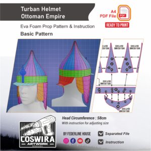 Ottoman Soldier Turban Helmet Prop Pattern – Template EVA Foam Basic Pattern untuk Cosplay