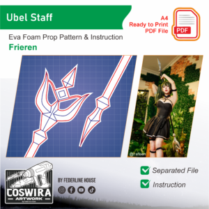Ubel Staff Prop Pattern – Template EVA Foam untuk Cosplay (Sousou no Frieren)