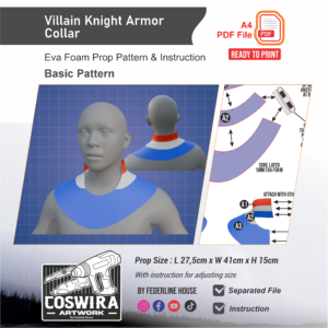 Villain Knight Armor Collar Prop Pattern – Template EVA Foam Basic Pattern untuk Cosplay