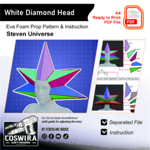 White Diamond Head Prop Pattern – Template EVA Foam untuk Cosplay (Steven Universe)