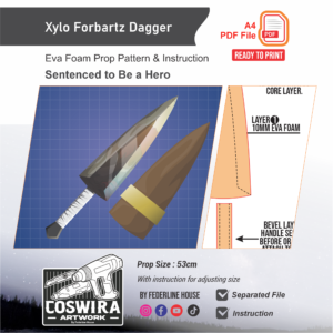 Xylo Fobartz Dagger Prop Pattern – Template EVA Foam untuk Cosplay (Sentenced to Be a Hero)