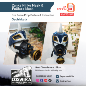 Zanka Nijiku Mask & Fullface Mask Prop Pattern – Template EVA Foam untuk Cosplay (Gachiakuta)