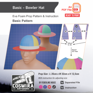 Bowler Hat Prop Pattern – Template EVA Foam Basic Pattern untuk Cosplay