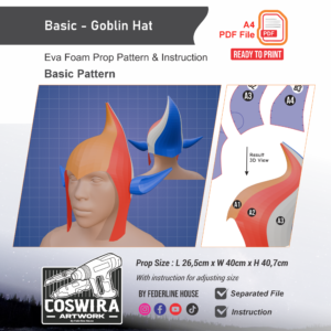 Goblin Hat Prop Pattern – Template EVA Foam Basic Pattern untuk Cosplay