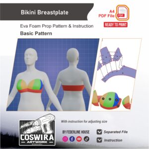 Bikini Breastplate Armor Prop Pattern – Template EVA Foam Basic Pattern untuk Cosplay
