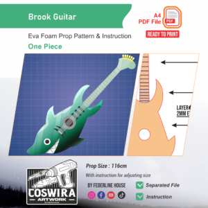 Brook Guitar Prop Pattern – Template EVA Foam untuk Cosplay (One Piece)