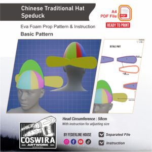 Chinese Traditional Hat Speduck Prop Pattern – Template EVA Foam Basic Pattern untuk Cosplay