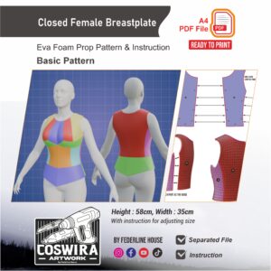 Closed Female Breastplate Prop Pattern – Template EVA Foam Basic Pattern untuk Cosplay
