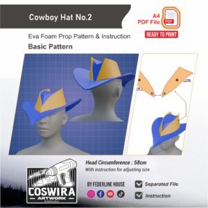 Topi Cowboy No. 2 Prop Pattern – Template EVA Foam Basic Pattern untuk Cosplay