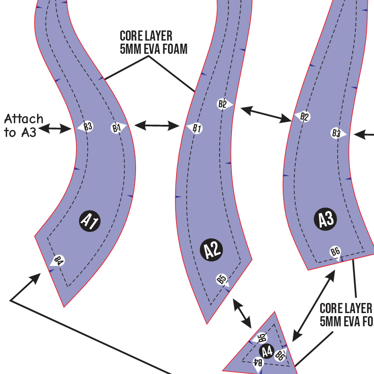 Dragon Horn No. 2 Prop Pattern – Template EVA Foam Basic Pattern untuk Cosplay - Gambar 2