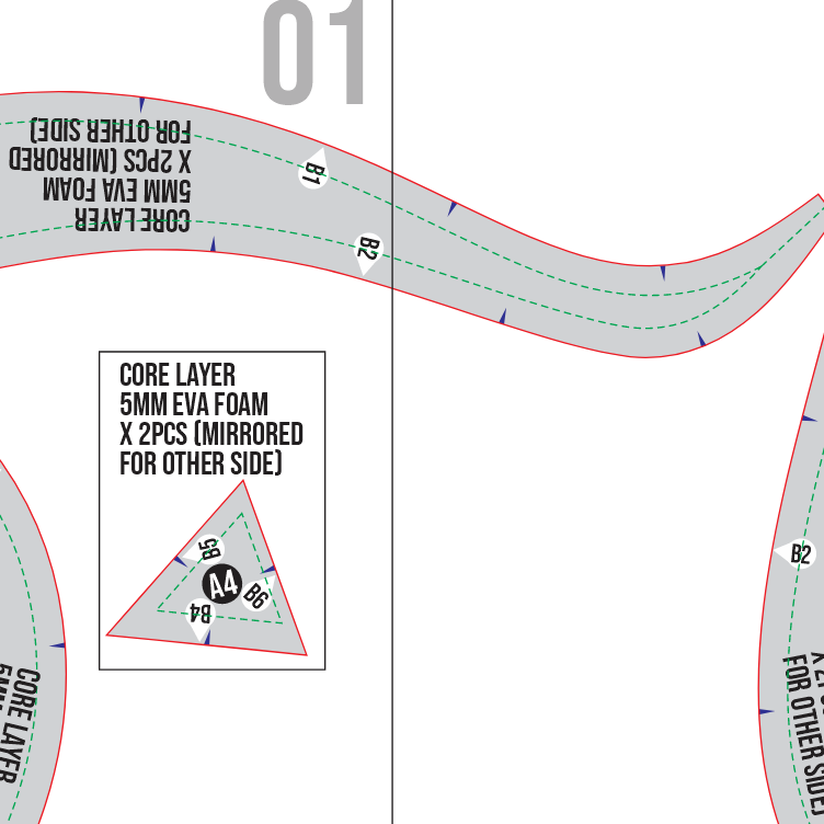Dragon Horn No. 2 Prop Pattern – Template EVA Foam Basic Pattern untuk Cosplay - Gambar 3