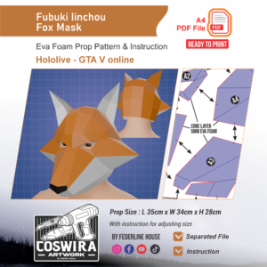 Fubuki Iinchou Fox Mask Prop Pattern – Template EVA Foam untuk Cosplay (Hololive)