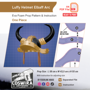 Luffy Elbaf Arc Helmet Prop Pattern – Template EVA Foam untuk Cosplay (One Piece)