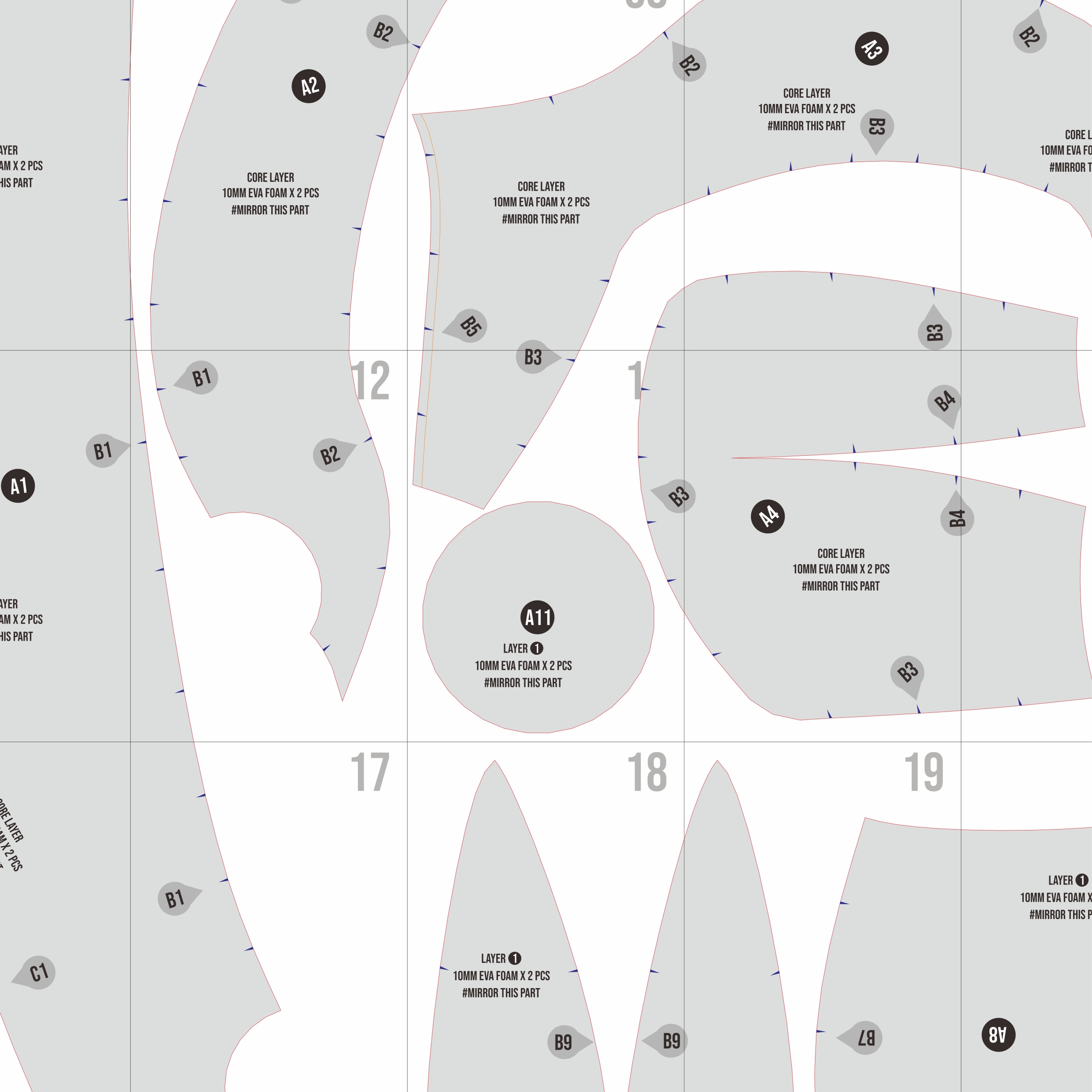 Pikachu Mascot Helmet Prop Pattern – Template EVA Foam untuk Cosplay (Pokémon) - Gambar 3