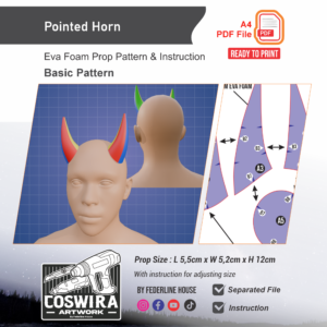 Pointed Horn Prop Pattern – Template EVA Foam Basic Pattern untuk Cosplay