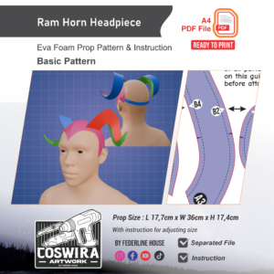 Ram Horn Headpiece Prop Pattern – Template EVA Foam Basic Pattern untuk Cosplay