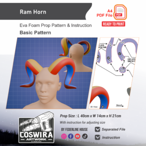 Ram Horn Prop Pattern – Template EVA Foam Basic Pattern untuk Cosplay