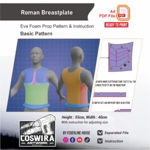 Roman Breastplate Prop Pattern – Template EVA Foam Basic Pattern untuk Cosplay