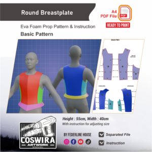 Round Breastplate Prop Pattern – Template EVA Foam Basic Pattern untuk Cosplay