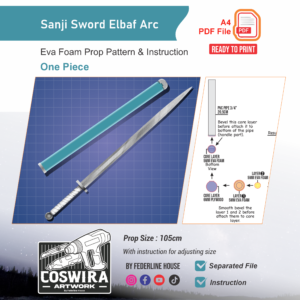 Sanji Elbaf Arc Sword Prop Pattern – Template EVA Foam untuk Cosplay (One Piece)