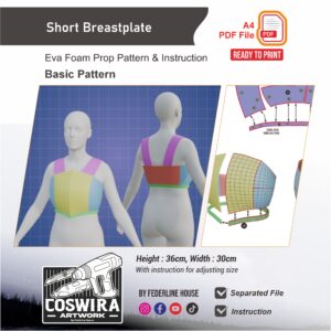 Short Breastplate Prop Pattern – Template EVA Foam Basic Pattern untuk Cosplay