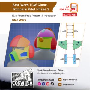 Clone Trooper Phase 2 Helmet Prop Pattern – Template EVA Foam untuk Cosplay (Star Wars: The Clone Wars)