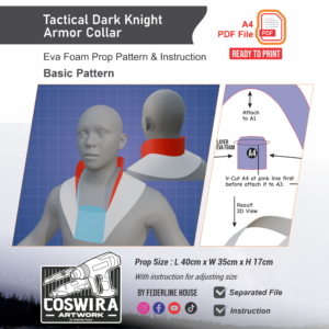 Tactical Dark Knight Armor Collar Prop Pattern – Template EVA Foam Basic Pattern untuk Cosplay