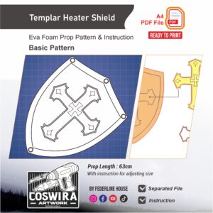 Templar Heater Shield Prop Pattern – Template EVA Foam Basic Pattern untuk Cosplay