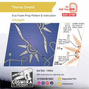 Thorns Sword Prop Pattern – Template EVA Foam untuk Cosplay (Arknights)