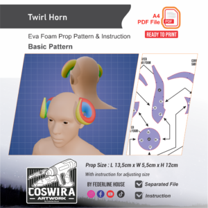 Twirl Horn Prop Pattern – Template EVA Foam Basic Pattern untuk Cosplay