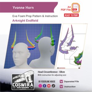 Yvonne Horn Prop Pattern – Template EVA Foam untuk Cosplay (Arknights: Endfield)