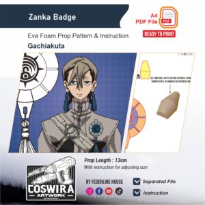 Zanka Badge ACC Prop Pattern – Template EVA Foam untuk Cosplay (Gachiakuta)