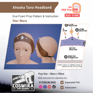 Ahsoka Tano Headband Prop Pattern – Template EVA Foam untuk Cosplay (Star Wars)