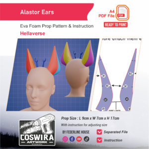 Alastor Ears Prop Pattern – Template EVA Foam untuk Cosplay (Hellaverse)