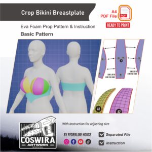 Crop Bikini Breastplate Prop Pattern – Template EVA Foam Basic Pattern untuk Cosplay