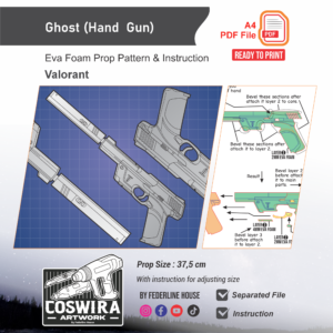 Ghost Hand Gun Prop Pattern – Template EVA Foam untuk Cosplay (Valorant)