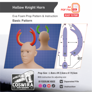 Hollow Knight Horn Prop Pattern – Template EVA Foam Basic Pattern untuk Cosplay (Hollow Knight)