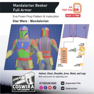 Mandalorian Beskar Full Armor Prop Pattern – Template EVA Foam untuk Cosplay (Star Wars: The Mandalorian)