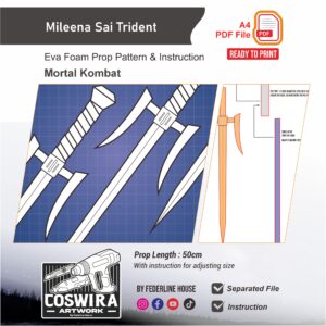 Mileena Sai Trident Prop Pattern – Template EVA Foam untuk Cosplay (Mortal Kombat)