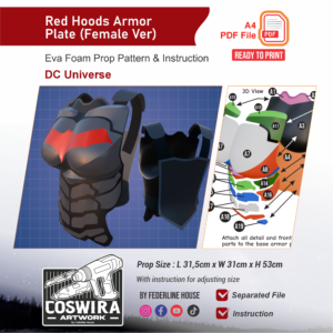Red Hood Armor Plate Prop Pattern – Template EVA Foam untuk Cosplay (DC Comics)