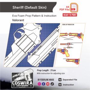Sheriff Default Skin Gun Prop Pattern – Template EVA Foam untuk Cosplay (Valorant)
