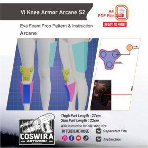 Vi Knee Armor Arcane Season 2 Prop Pattern – Template EVA Foam untuk Cosplay (Arcane)