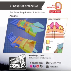 Vi Gauntlet Prop Pattern – Template EVA Foam untuk Cosplay (Arcane)