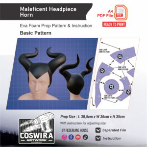 Maleficent Headpiece Horn Prop Pattern – Template EVA Foam untuk Cosplay