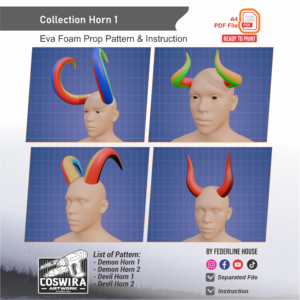 Collection Horn No. 1 Prop Pattern – Template EVA Foam Basic Pattern untuk Cosplay