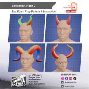 Collection Horn No. 2 Prop Pattern – Template EVA Foam Basic Pattern untuk Cosplay