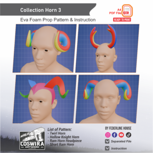 Collection Horn No. 3 Prop Pattern – Template EVA Foam Basic Pattern untuk Cosplay