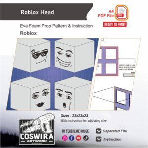 Roblox Head Helmet Prop Pattern – Template EVA Foam untuk Cosplay (Roblox)