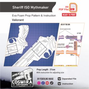 Sheriff ISO Mythmaker Prop Pattern – Template EVA Foam untuk Cosplay (Valorant)